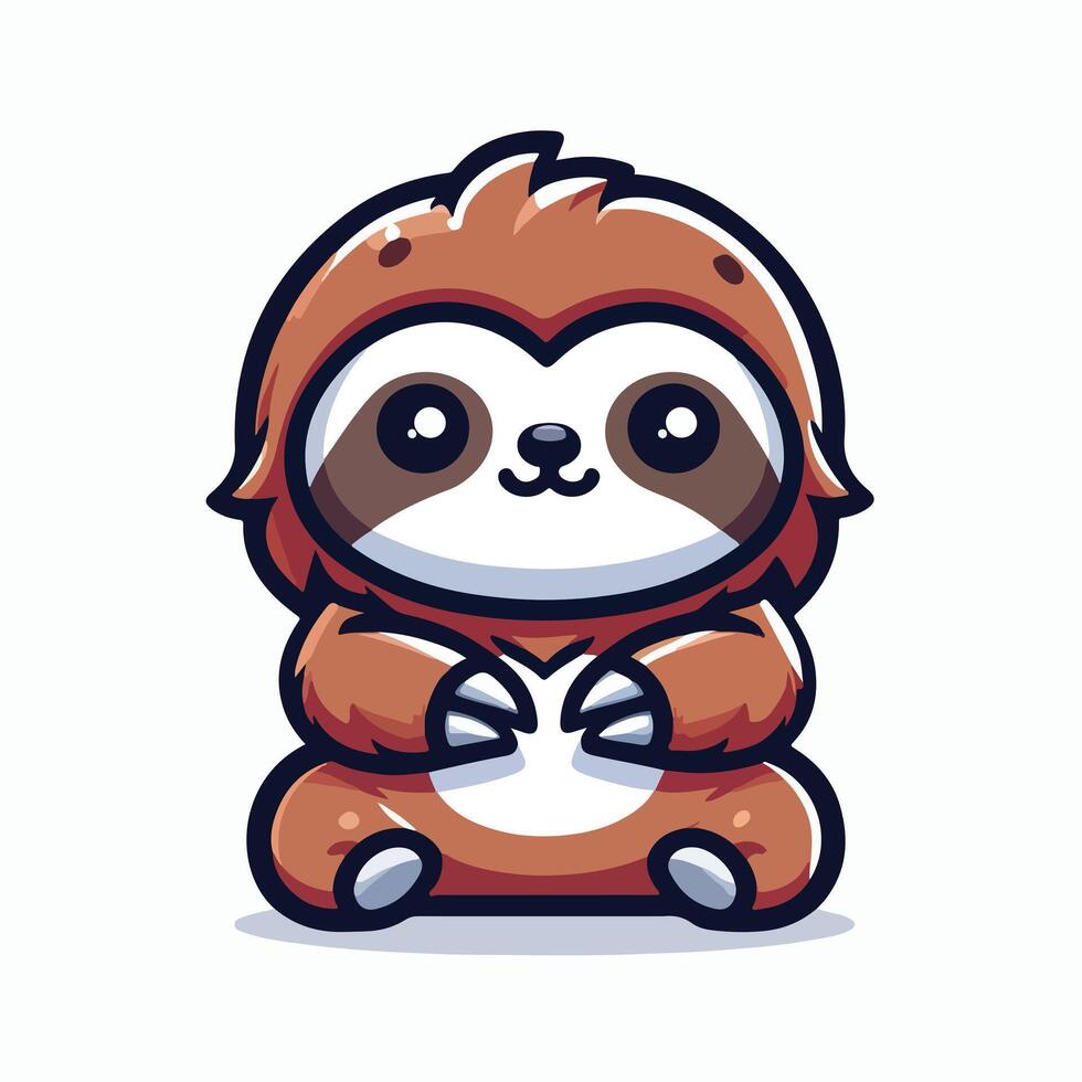 Cute Sloth emblem logo cartoon vector