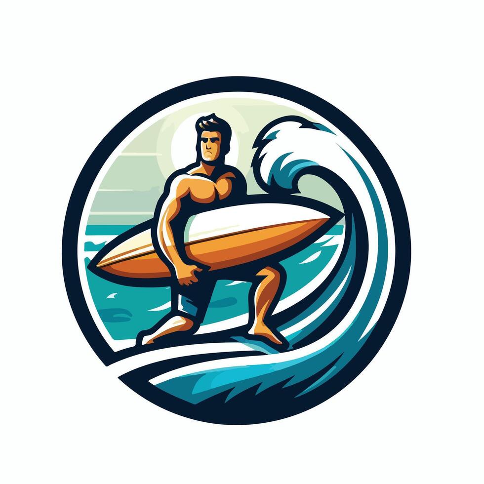Summer surfing on the Beach Design vector