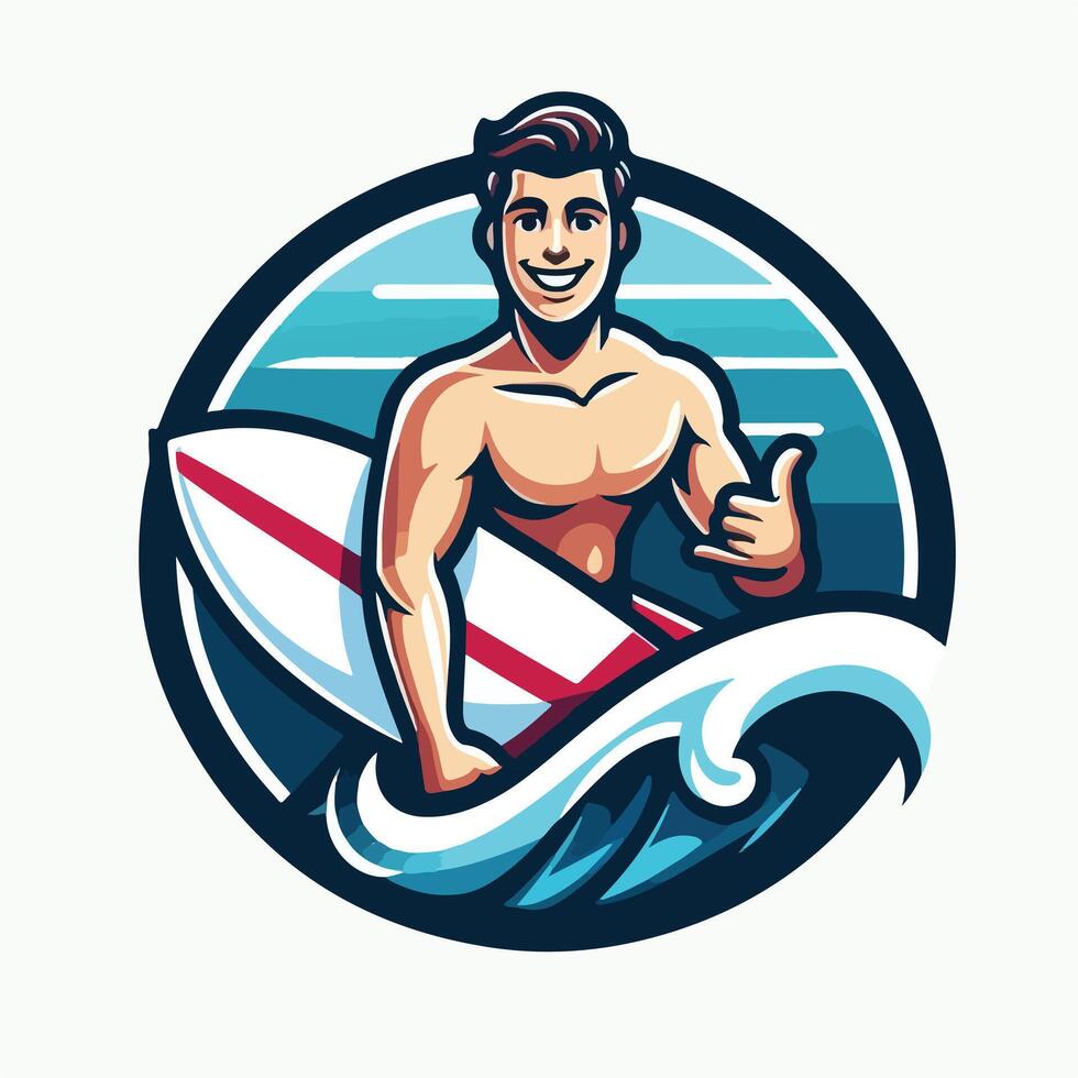 Summer surfing on the Beach Design vector