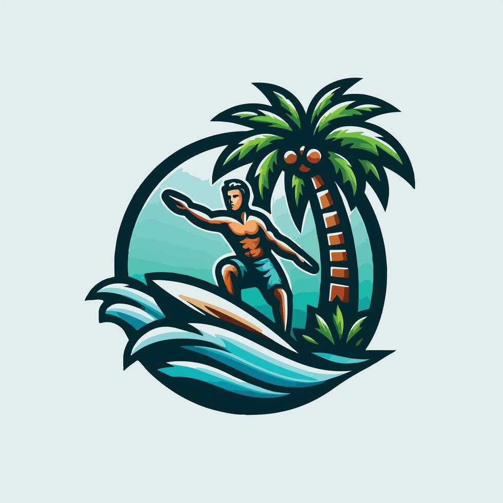 Summer surfing on the Beach Design vector