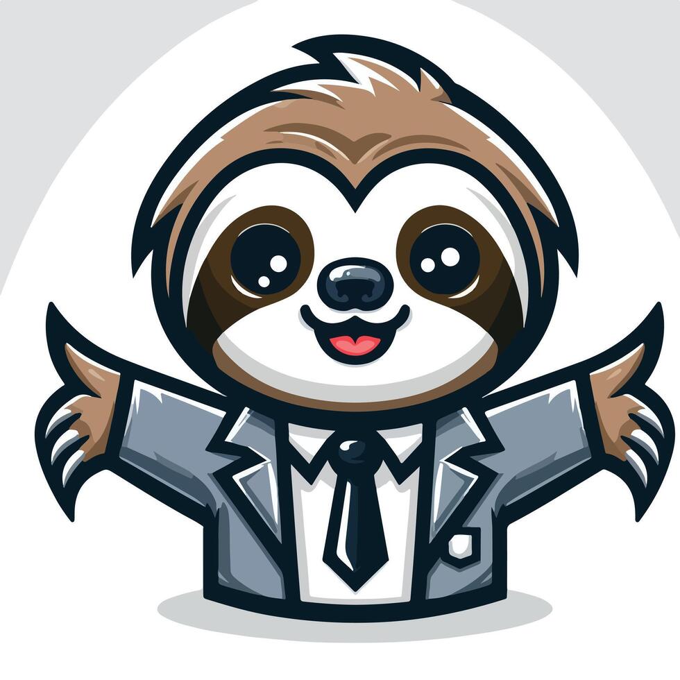 Cute Sloth emblem logo cartoon vector