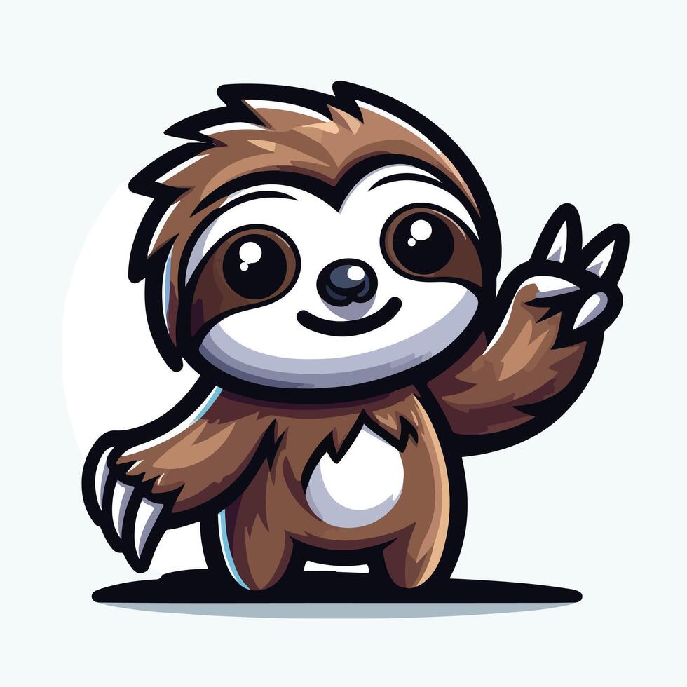 Cute Sloth emblem logo cartoon vector