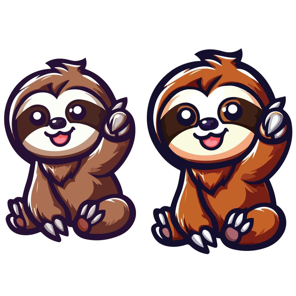 Cute Sloth emblem logo cartoon vector