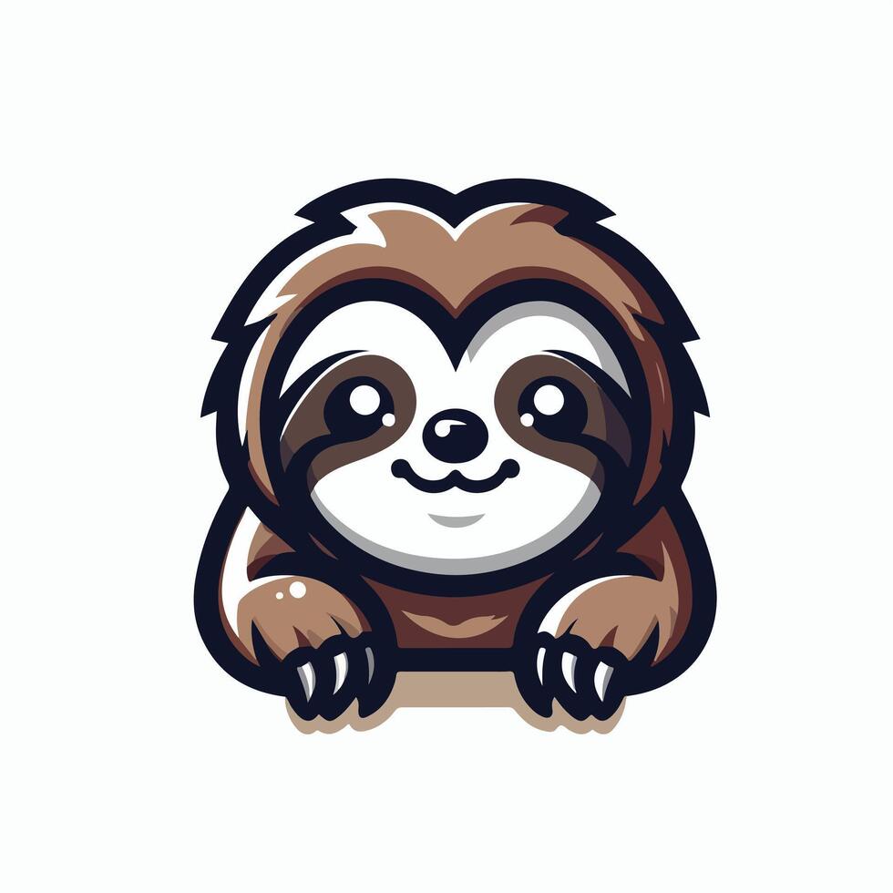 Cute Sloth emblem logo cartoon vector