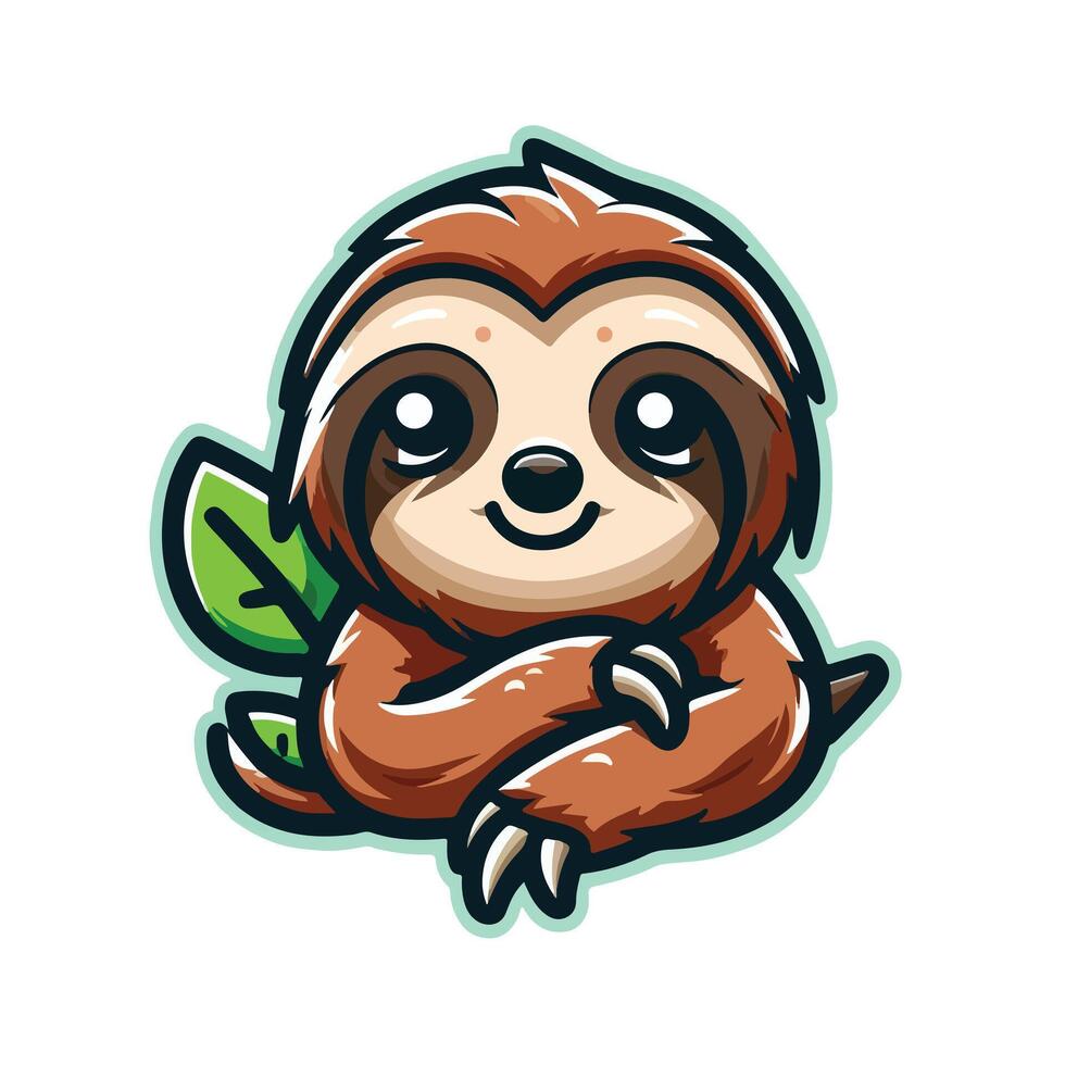 Cute Sloth emblem logo cartoon vector