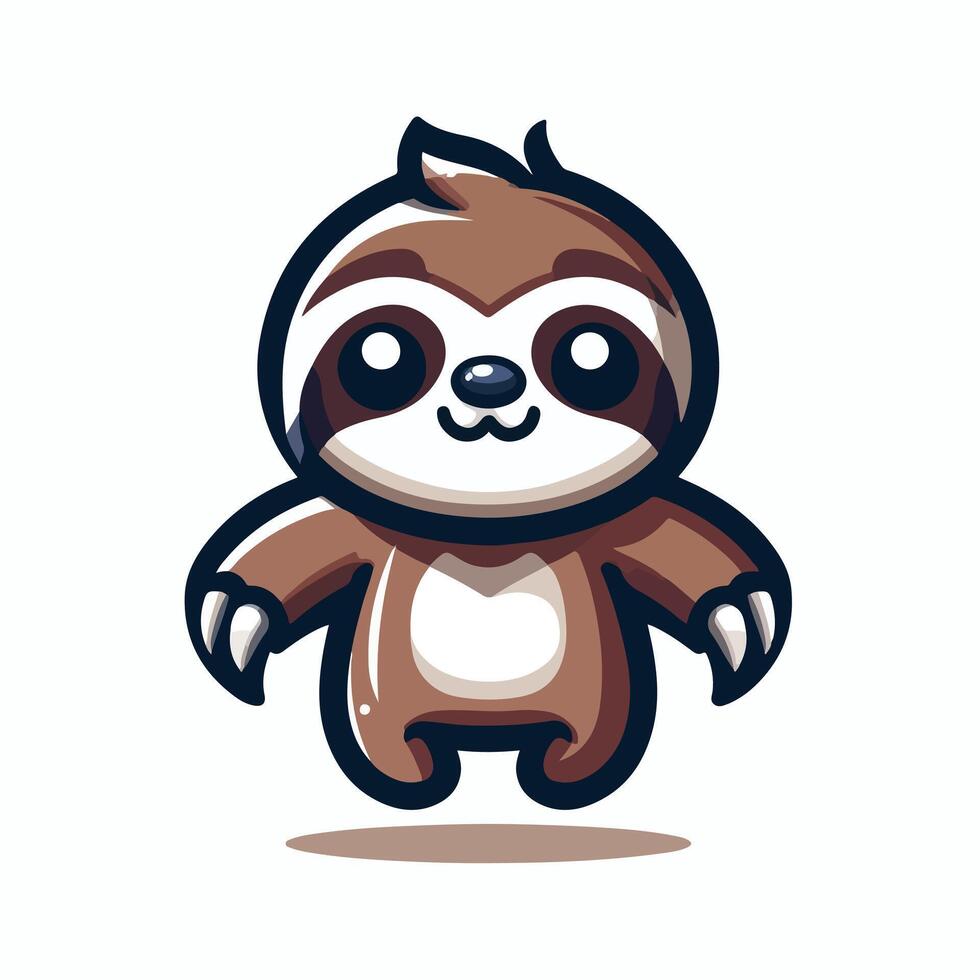 Cute Sloth emblem logo cartoon vector