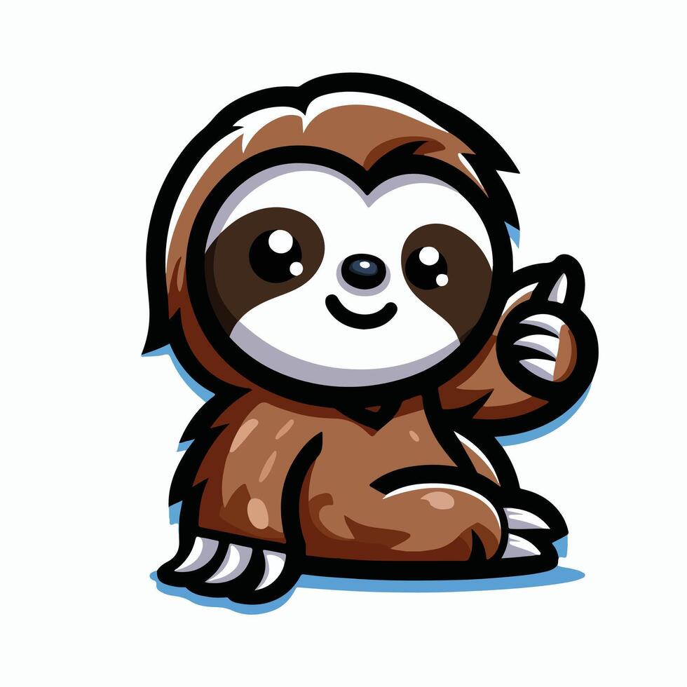 Cute Sloth emblem logo cartoon vector