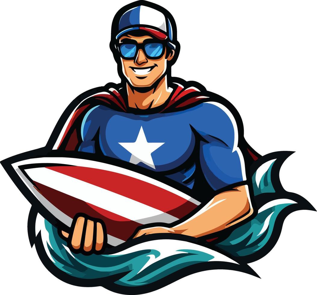 Summer surfing on the Beach Design vector
