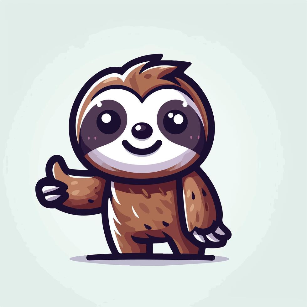 Cute Sloth emblem logo cartoon vector