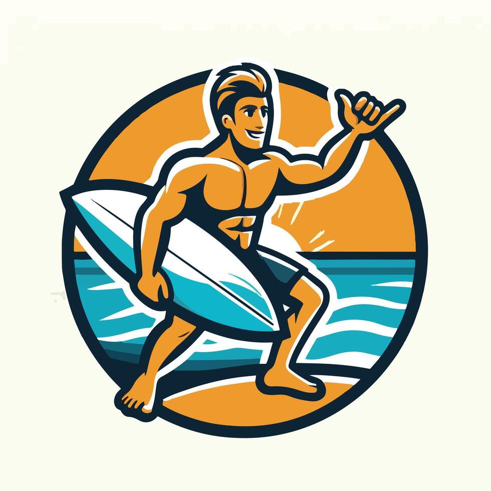 Summer surfing on the Beach Design vector