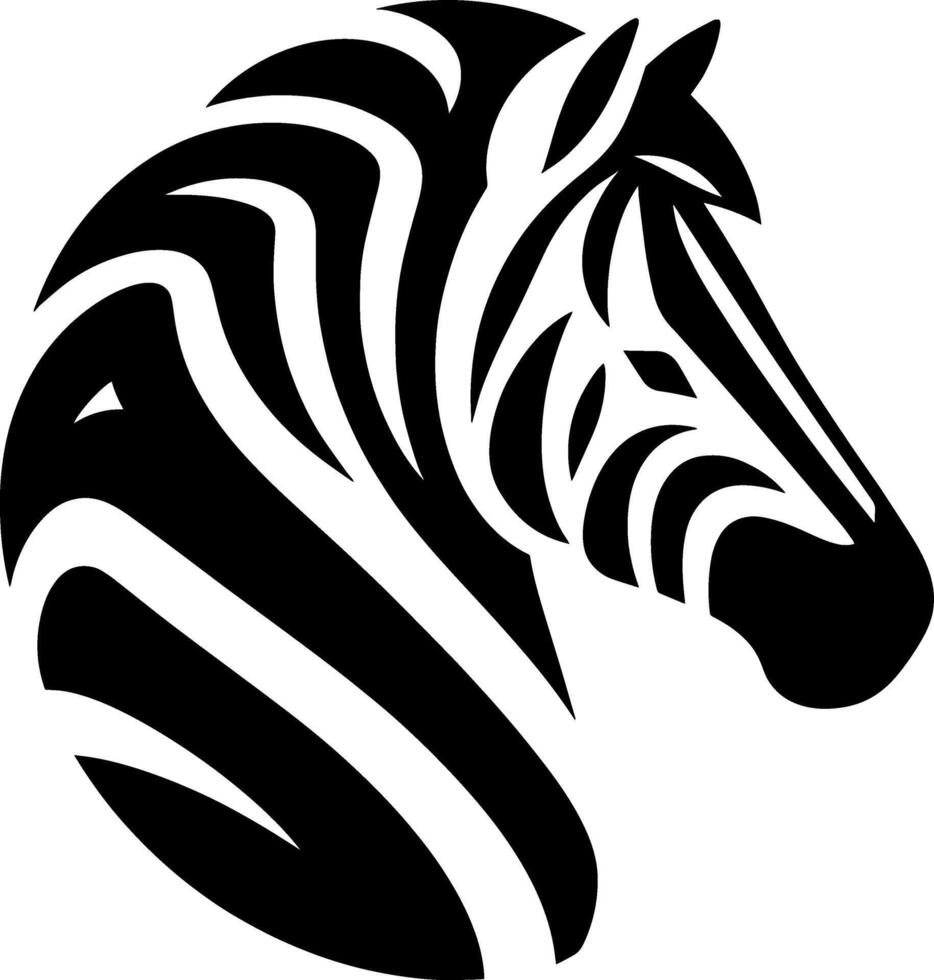Zebra head logo illustration. Front view silhouette African zebra. vector