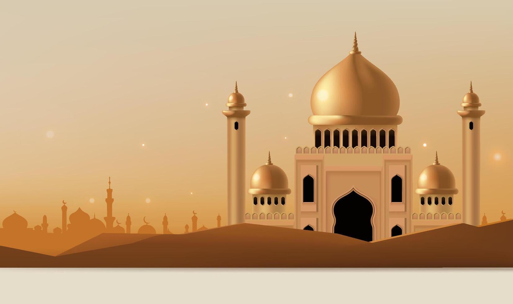 Illustration of the Golden Mosque background, suitable for Islamic festivals vector