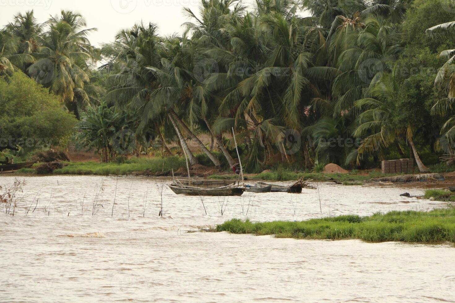 canoe at lake aheme, possotome, benin photo