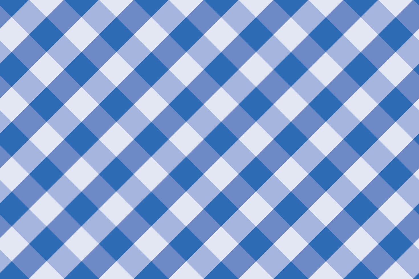 Blue and white gingham pattern seamless diagonal vector