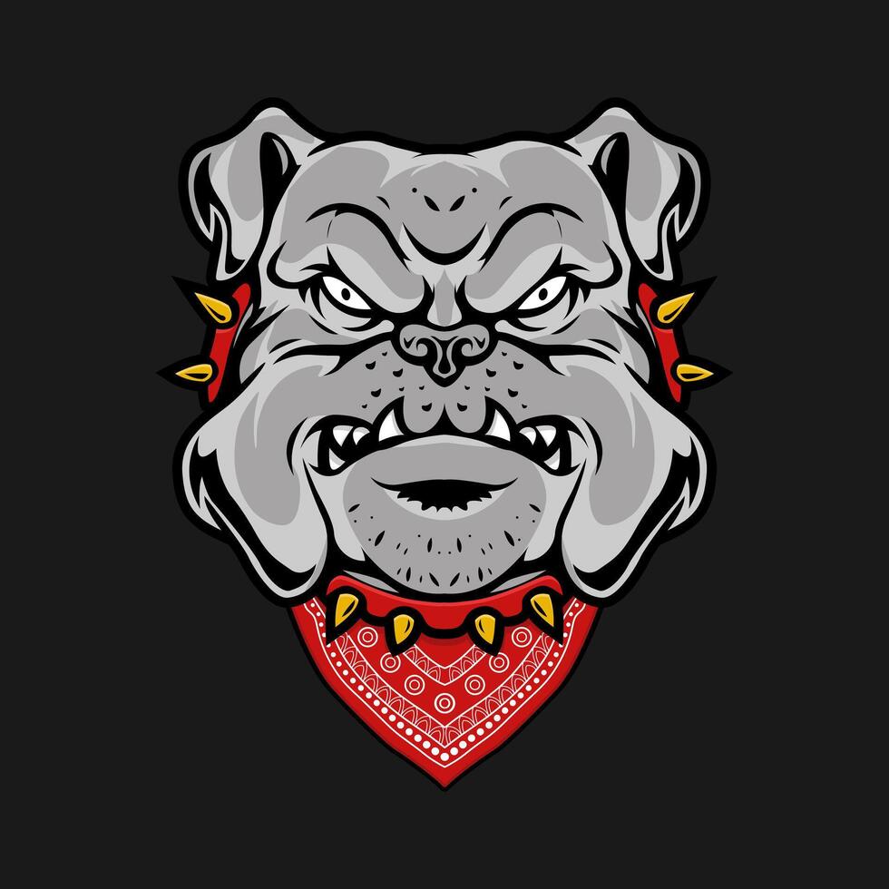 pitbull design with bandana and chain vector