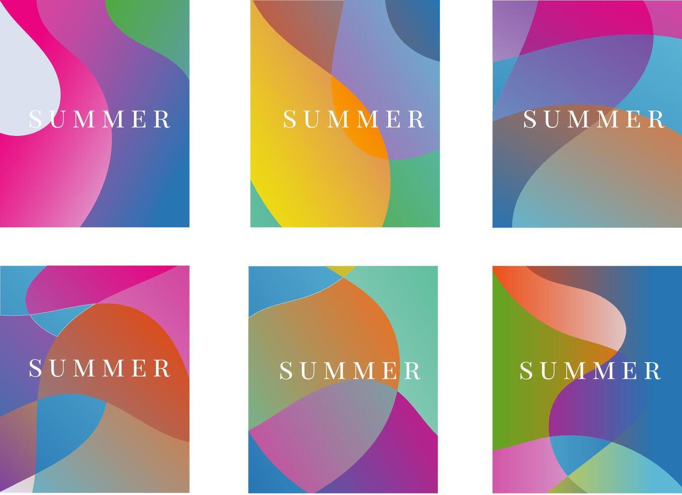 Background of summer bright and juicy cards set. Modern abstract art, summer cards collection vector