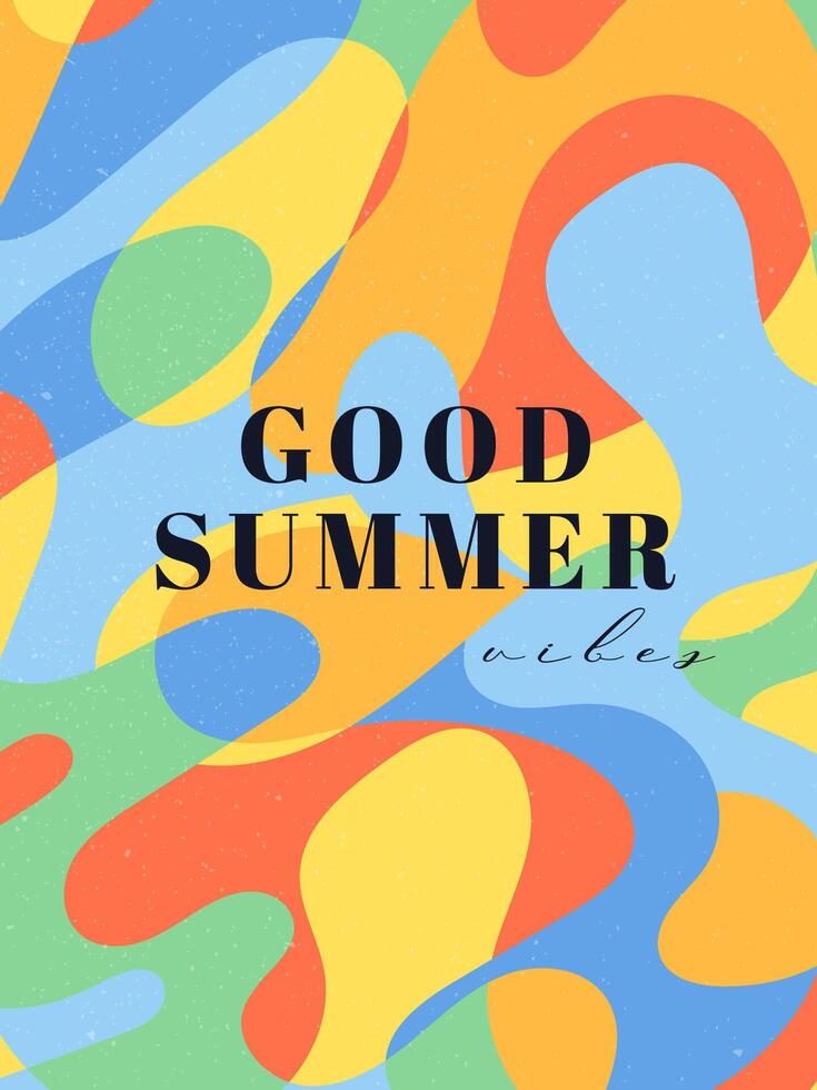 Background with abstract liquid shapes in bright colors. Summer juicy illustration, fluid cover template, geometric art. packaging layout. Banner with flowing forms. vector