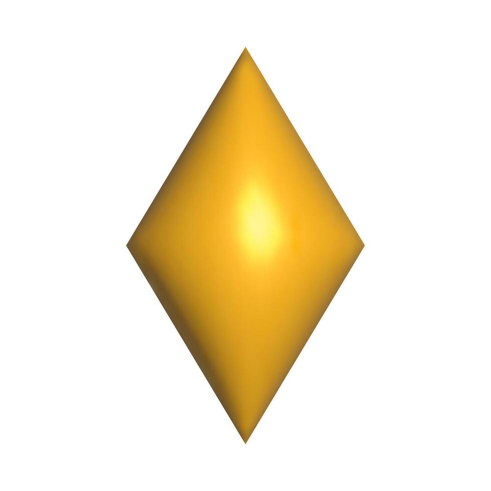 Realistic 3D yellow rhomb. Inflated 3D element with the plasticine effect. vector