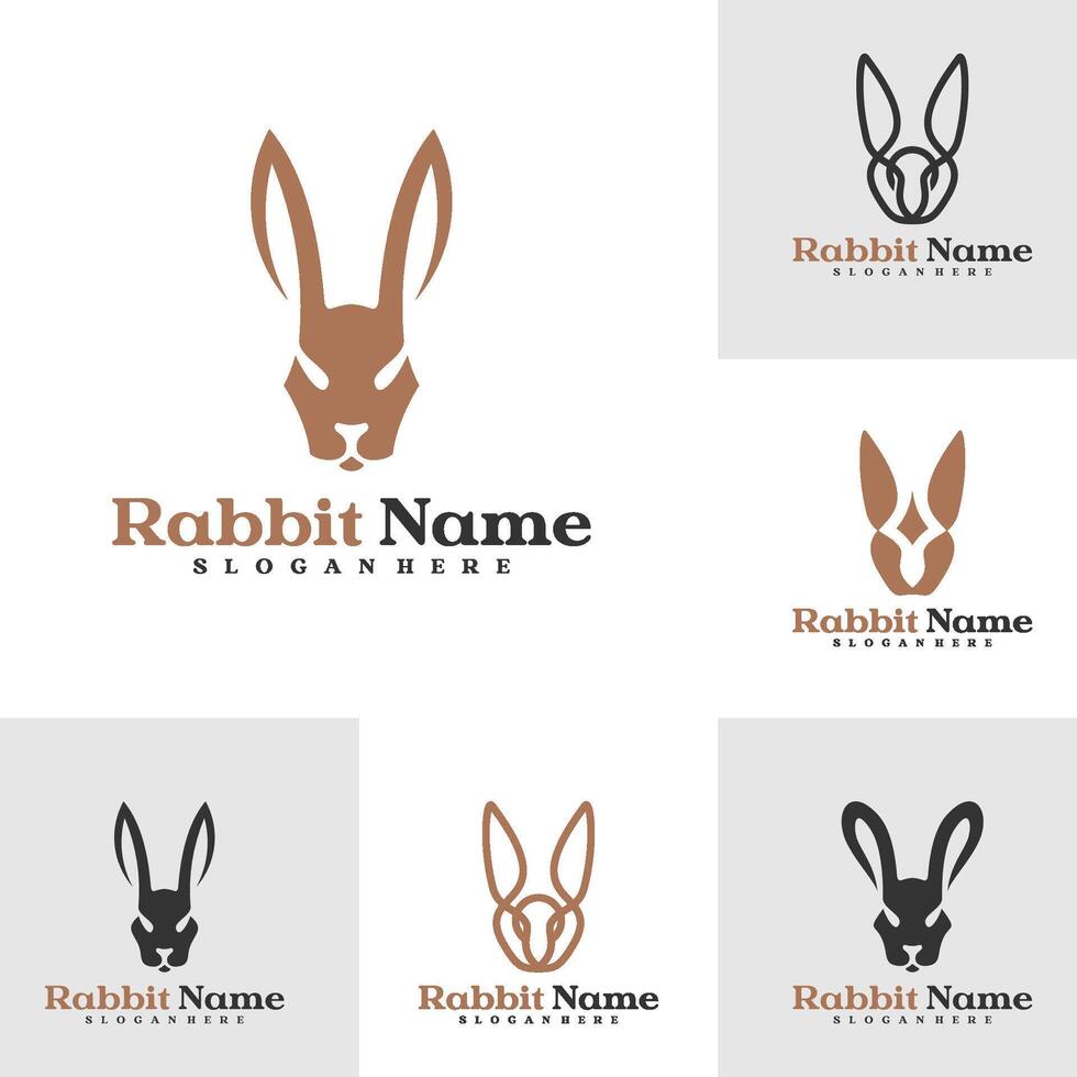 Set of Rabbit logo template, Creative Rabbit head logo design concepts vector