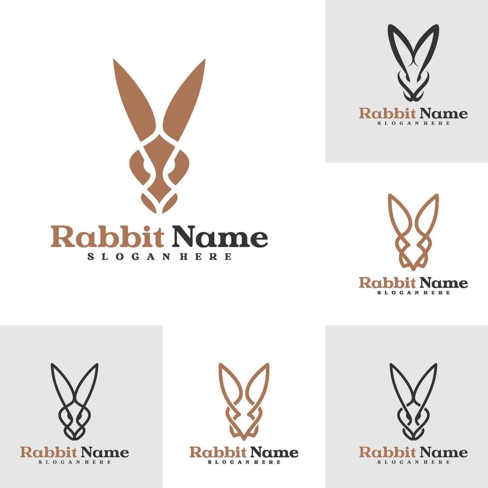 Set of Rabbit logo template, Creative Rabbit head logo design concepts vector