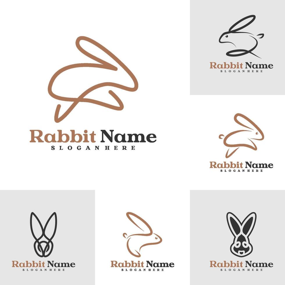 Set of Rabbit logo template, Creative Rabbit head logo design concepts vector