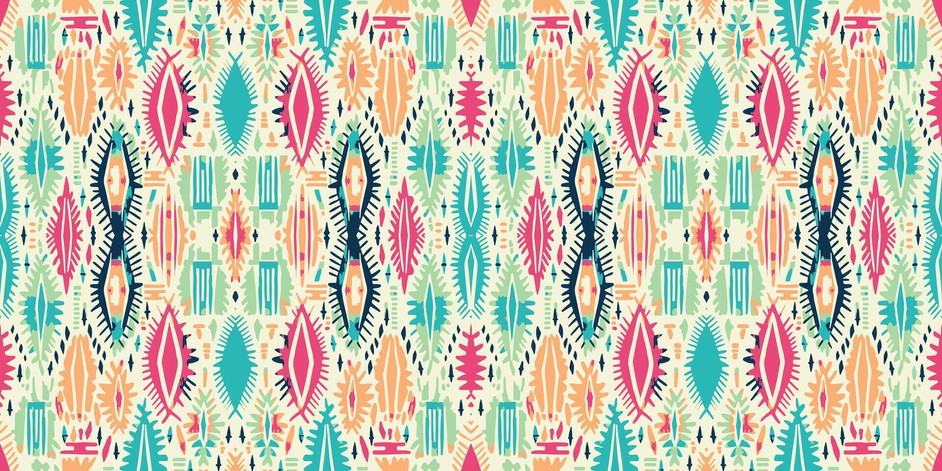 Seamless batik pattern,Seamless tribal batik pattern,and Seamless colorful pattern resemble ethnic boho, Aztec,and ikat styles.designed for use in wallpaper,fabric,curtain,carpet vector