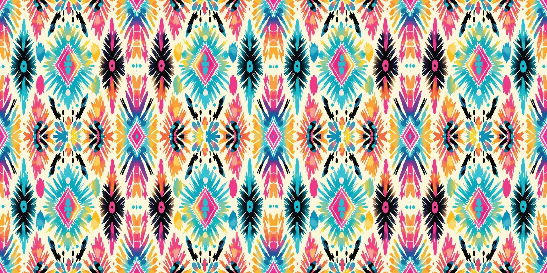 Seamless batik pattern,Seamless tribal batik pattern,and Seamless colorful pattern resemble ethnic boho, Aztec,and ikat styles.designed for use in wallpaper,fabric,curtain,carpet vector