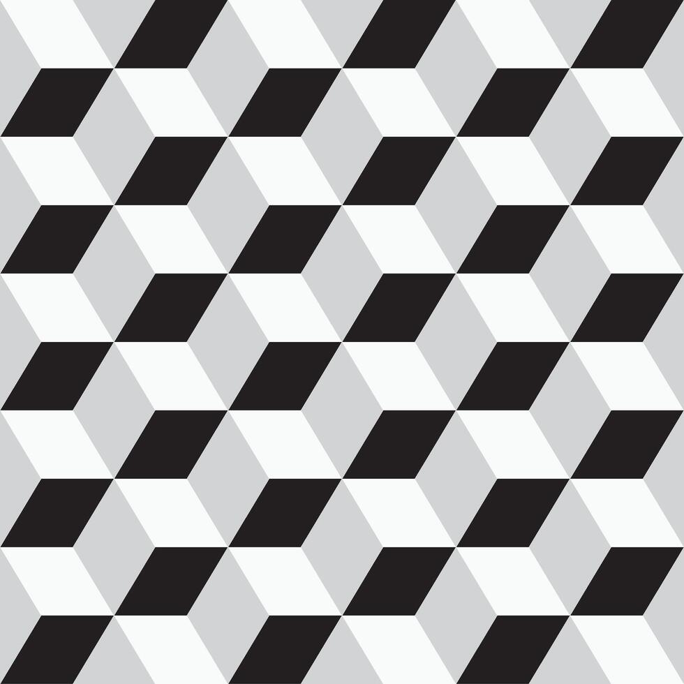 seamless geometric pattern. Monochrome cubes repeatable background. Decorative black and white 3d texture vector