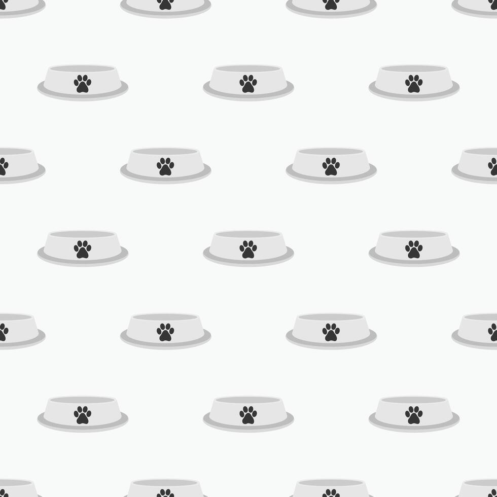 seamless pattern with feline bowls. Creative funky repeatable background vector