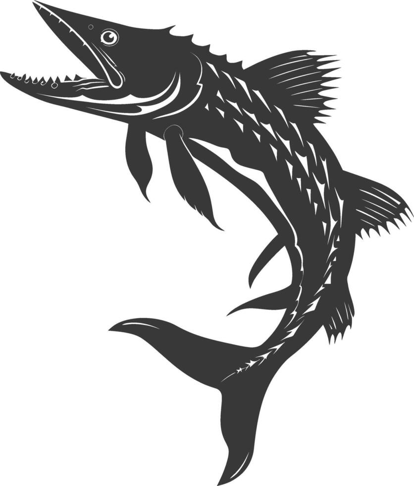 Silhouette Barracuda animal black color only vector