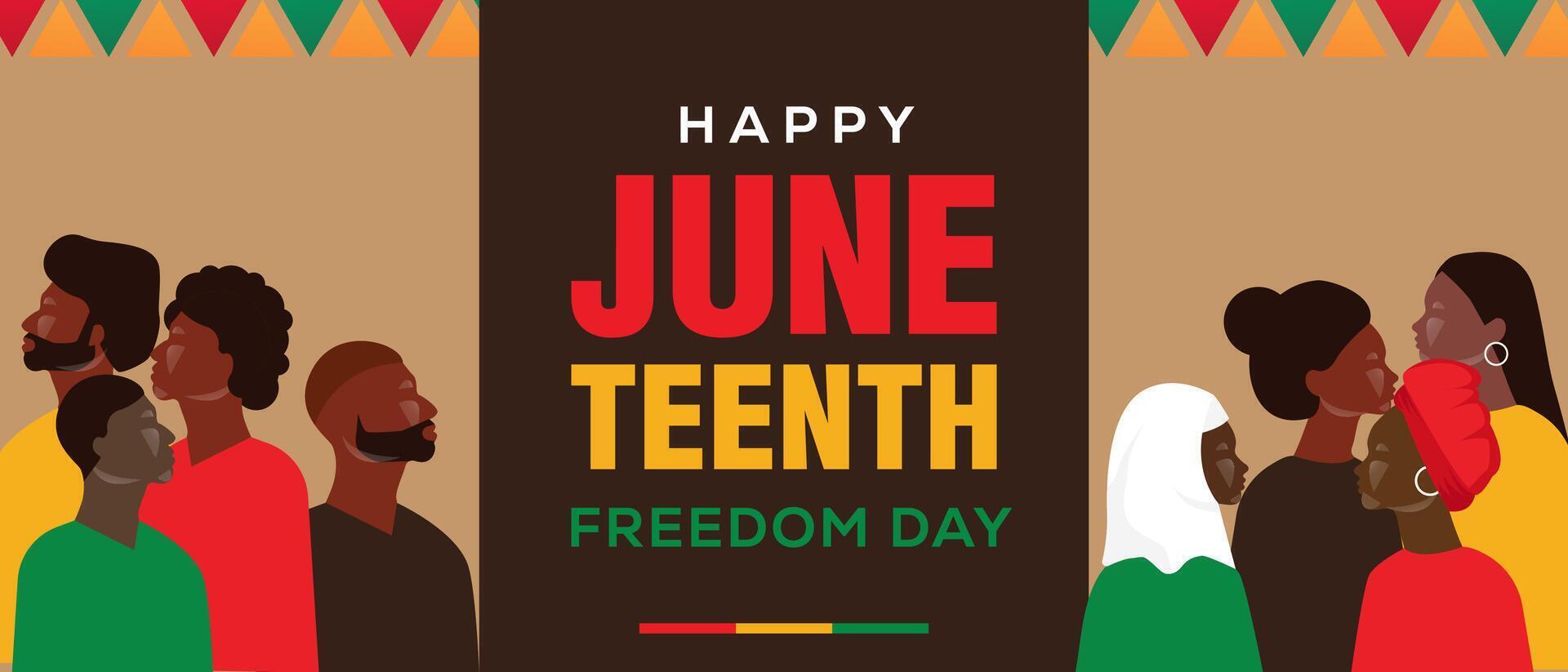 happy juneteenth freedom day horizontal banner illustration vector