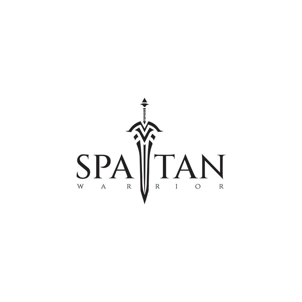 A Warrior's Wordmark Logo Symbolizing Strength, Courage, and Unyielding Determination with Element of Sword vector