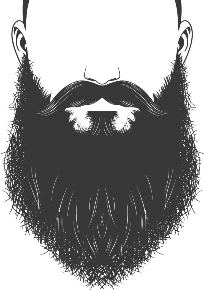 Silhouette beard hair mustache man only black color only vector