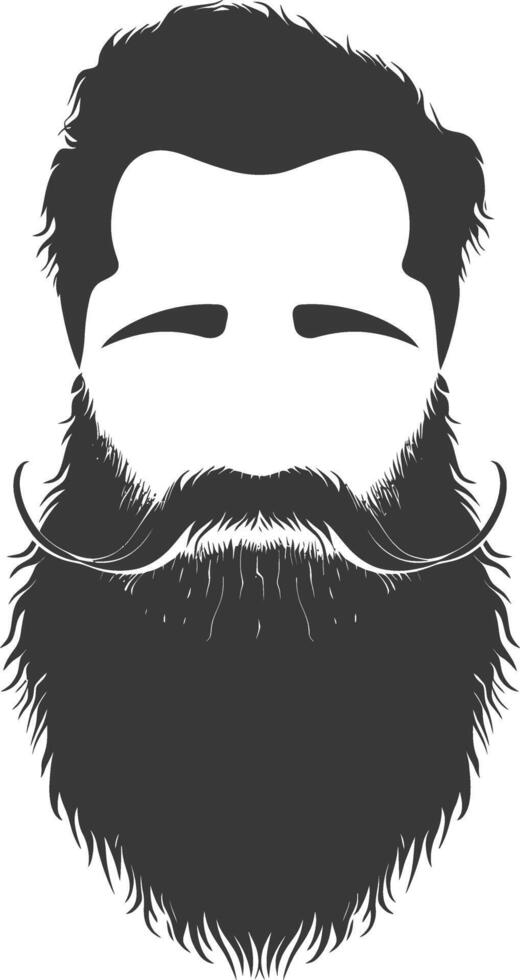 Silhouette beard hair mustache man only black color only vector