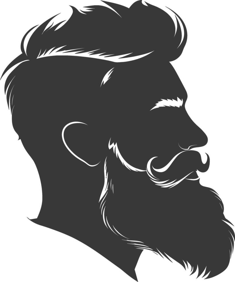 Silhouette beard hair mustache man only black color only vector