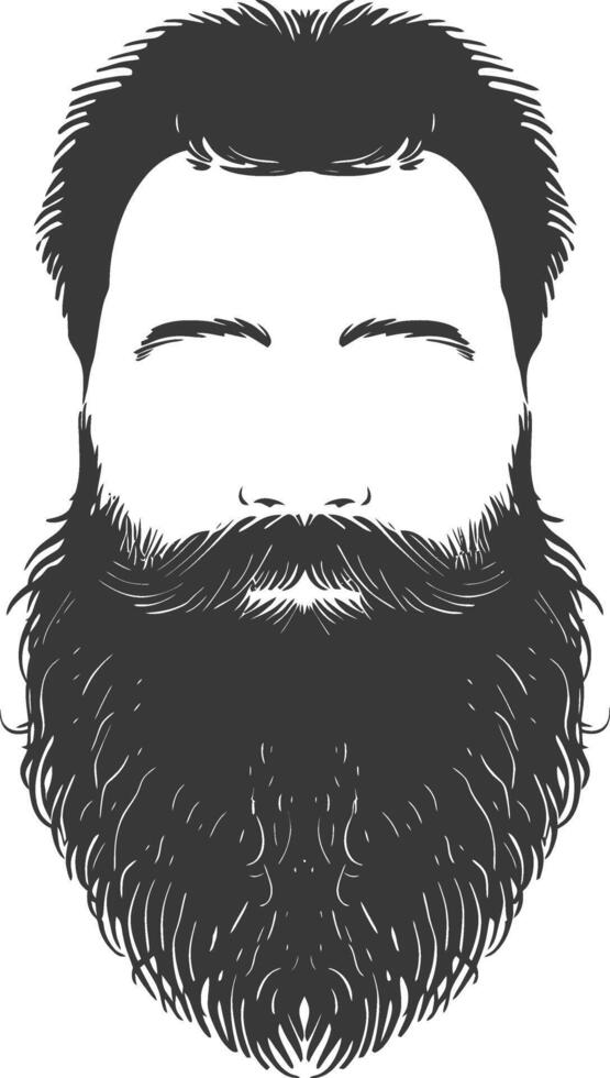 Silhouette beard hair mustache man only black color only vector
