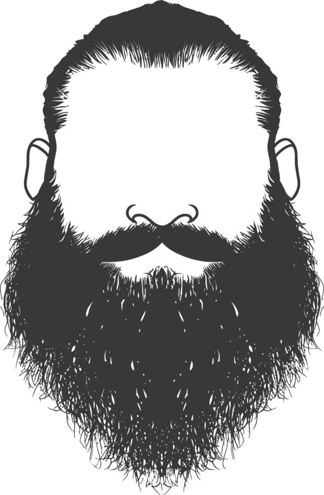 Silhouette beard hair mustache man only black color only vector