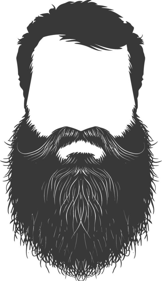 Silhouette beard hair mustache man only black color only vector