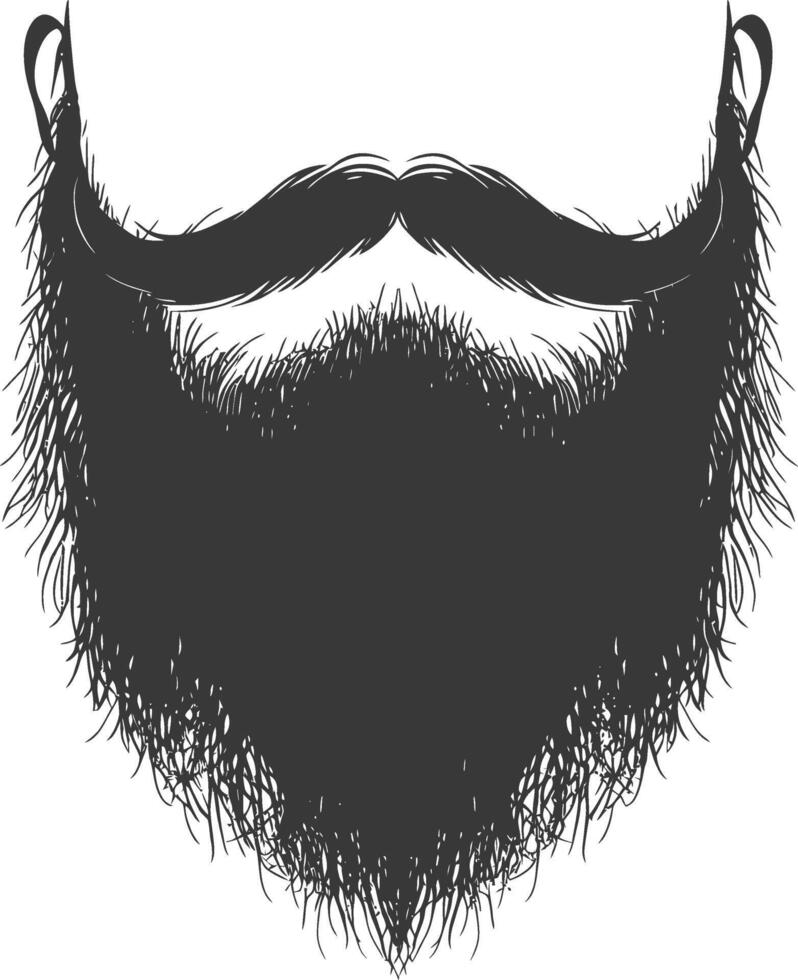 Silhouette beard hair mustache man only black color only vector