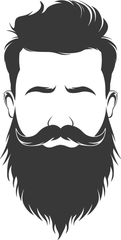 Silhouette beard hair mustache man only black color only vector