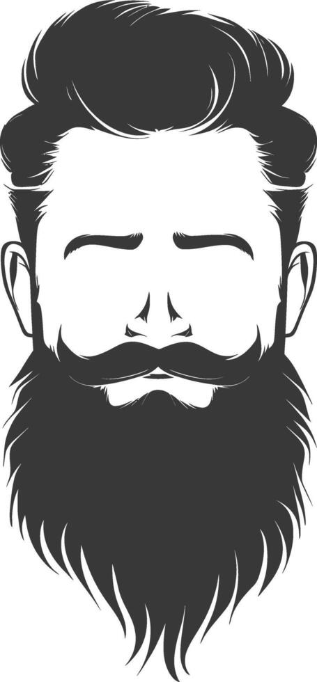 Silhouette beard hair mustache man only black color only vector
