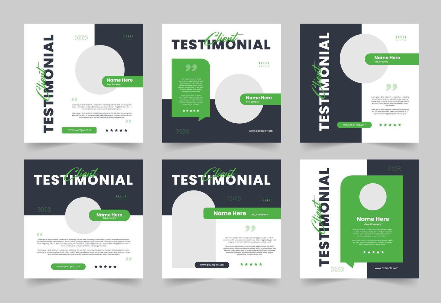 Client testimonial web banner design with quote and rating section. Client testimonial template design. vector