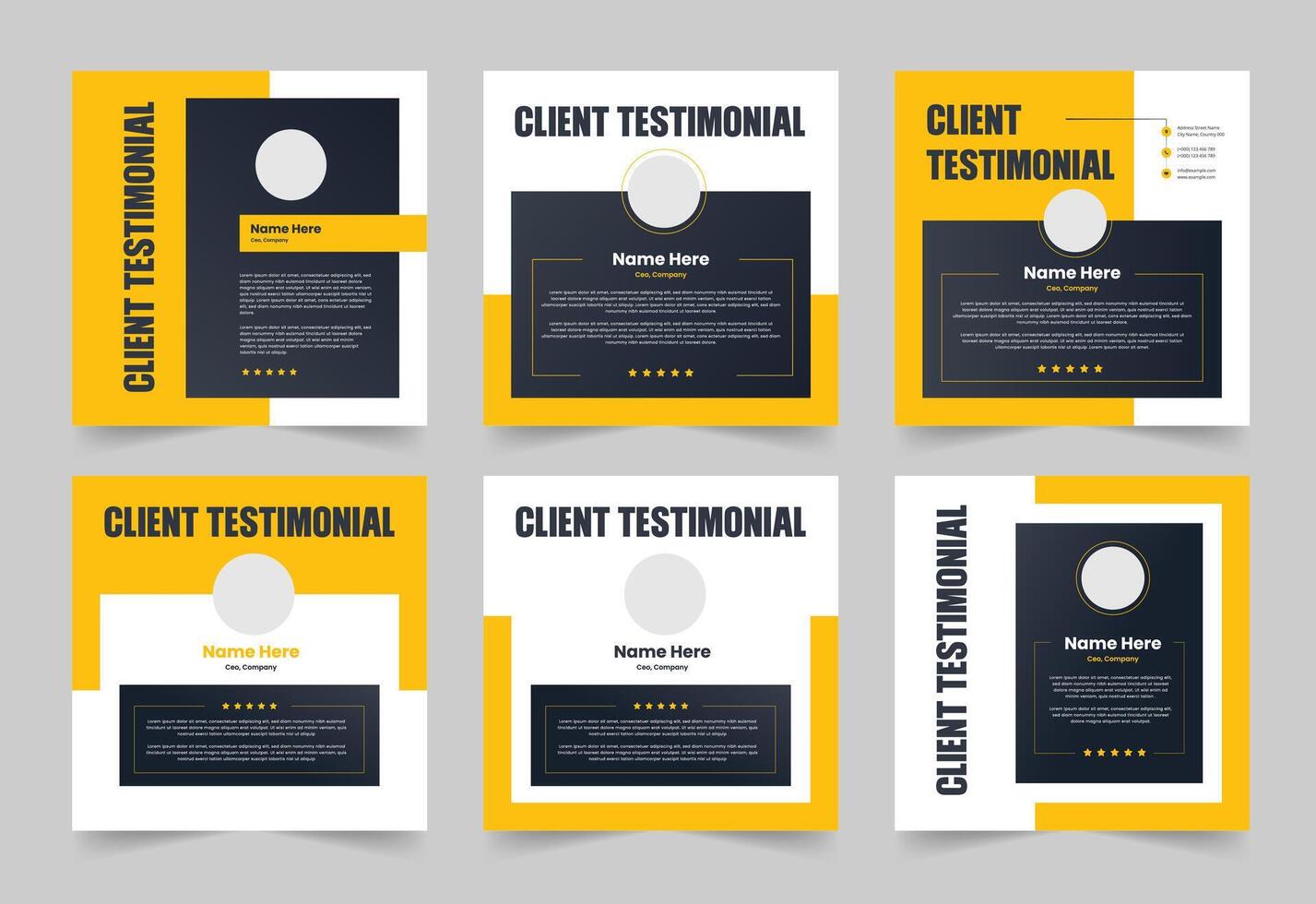 Client testimonial banner set also customer review web banner layout template. vector