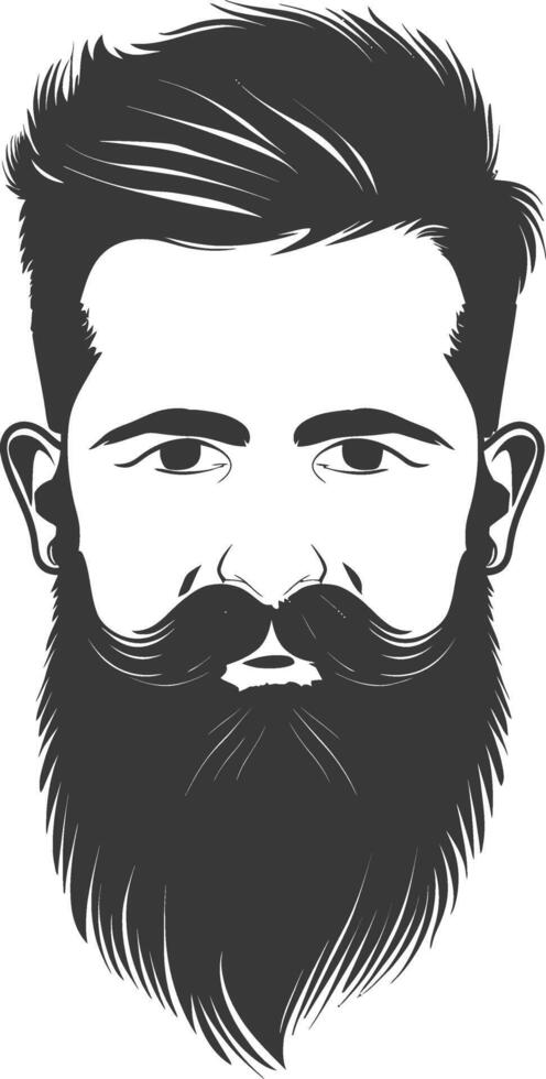 Silhouette beard hair mustache man only black color only vector
