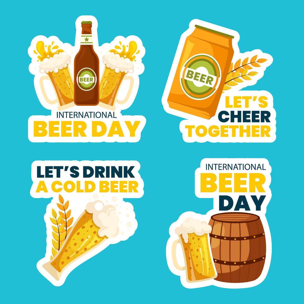 Beer Day Label Flat Cartoon Hand Drawn Templates Background Illustration vector