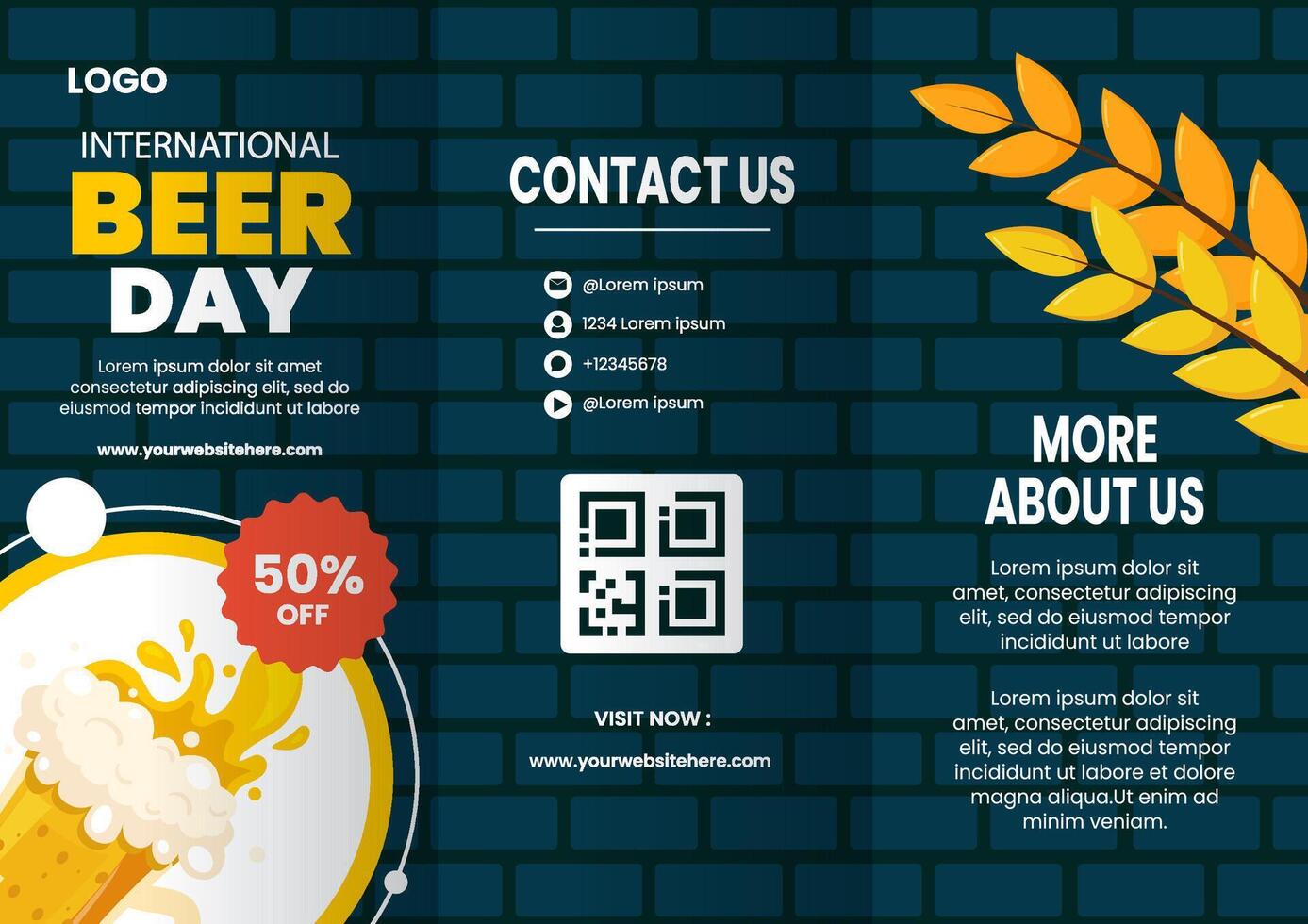 Beer Day Brochure Cartoon Hand Drawn Templates Background Illustration vector