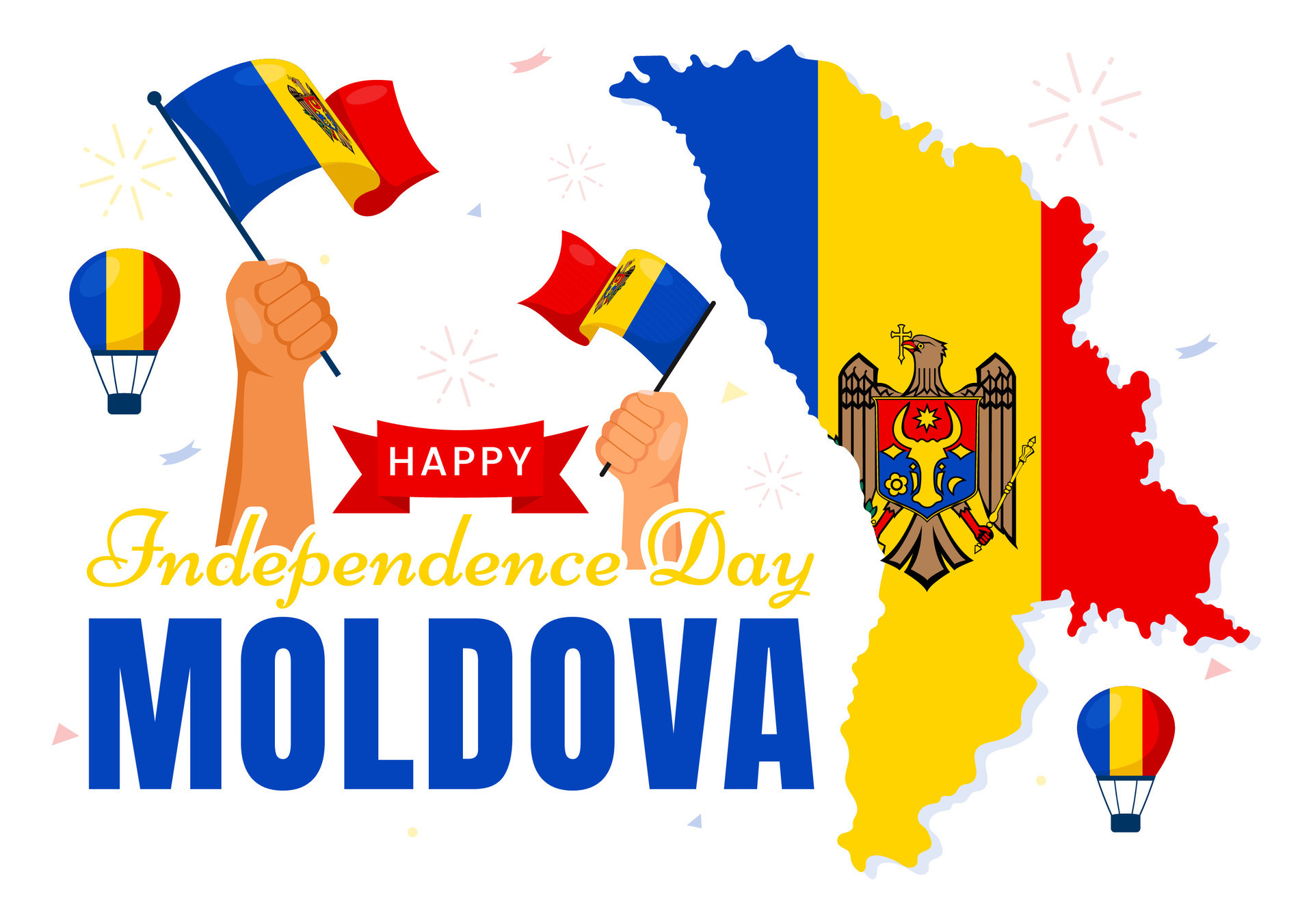Moldova Independence Day Illustration for August 27 featuring a Waving