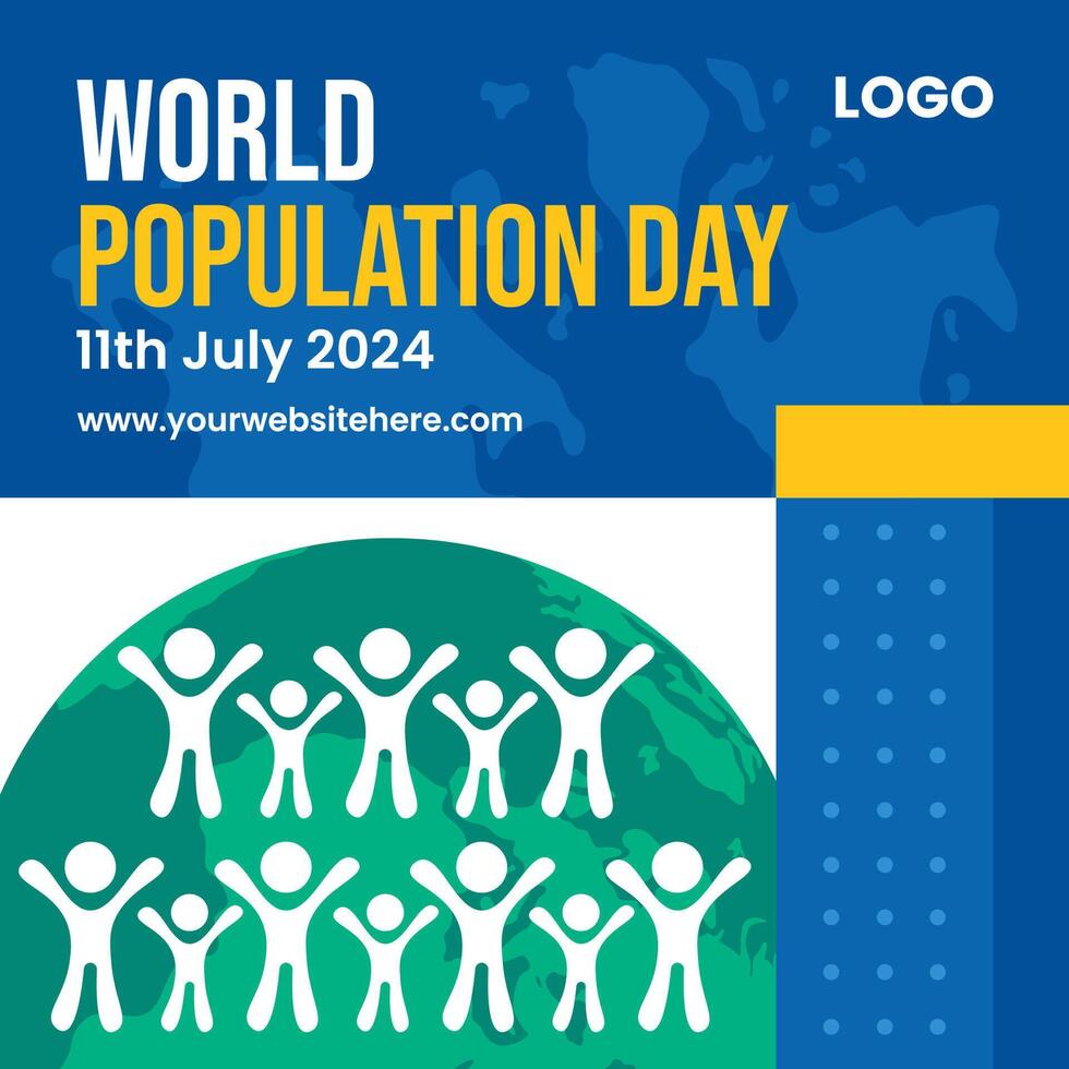 Population Day Social Media Illustration Flat Cartoon Hand Drawn Templates Background vector