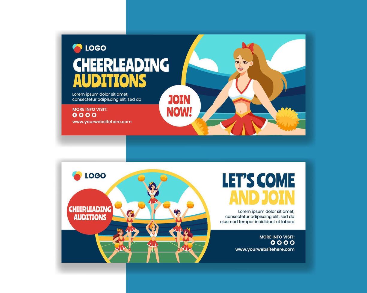 Cheerleading Horizontal Banner Flat Cartoon Hand Drawn Templates Background Illustration vector