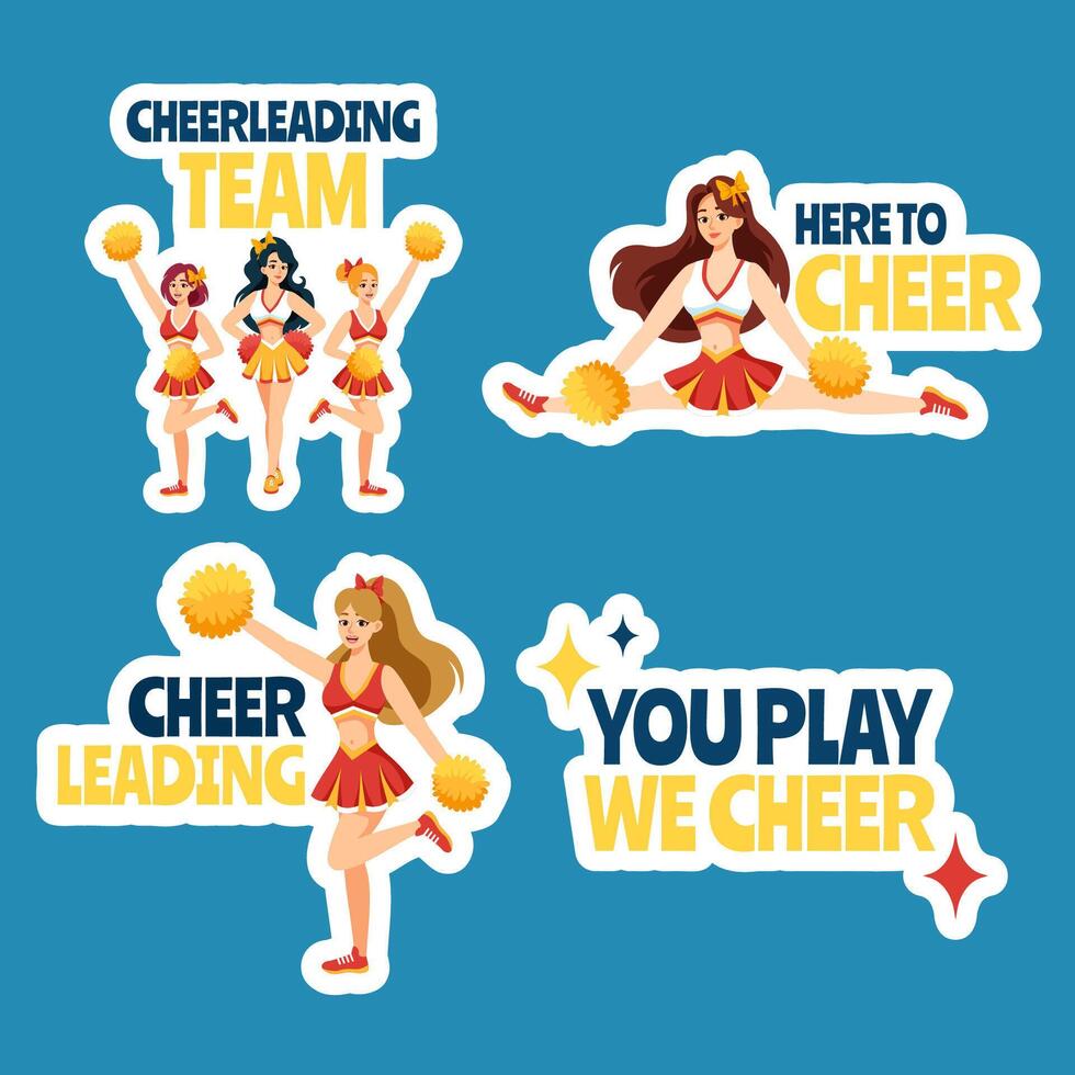 Cheerleading Label Flat Cartoon Hand Drawn Templates Background Illustration vector